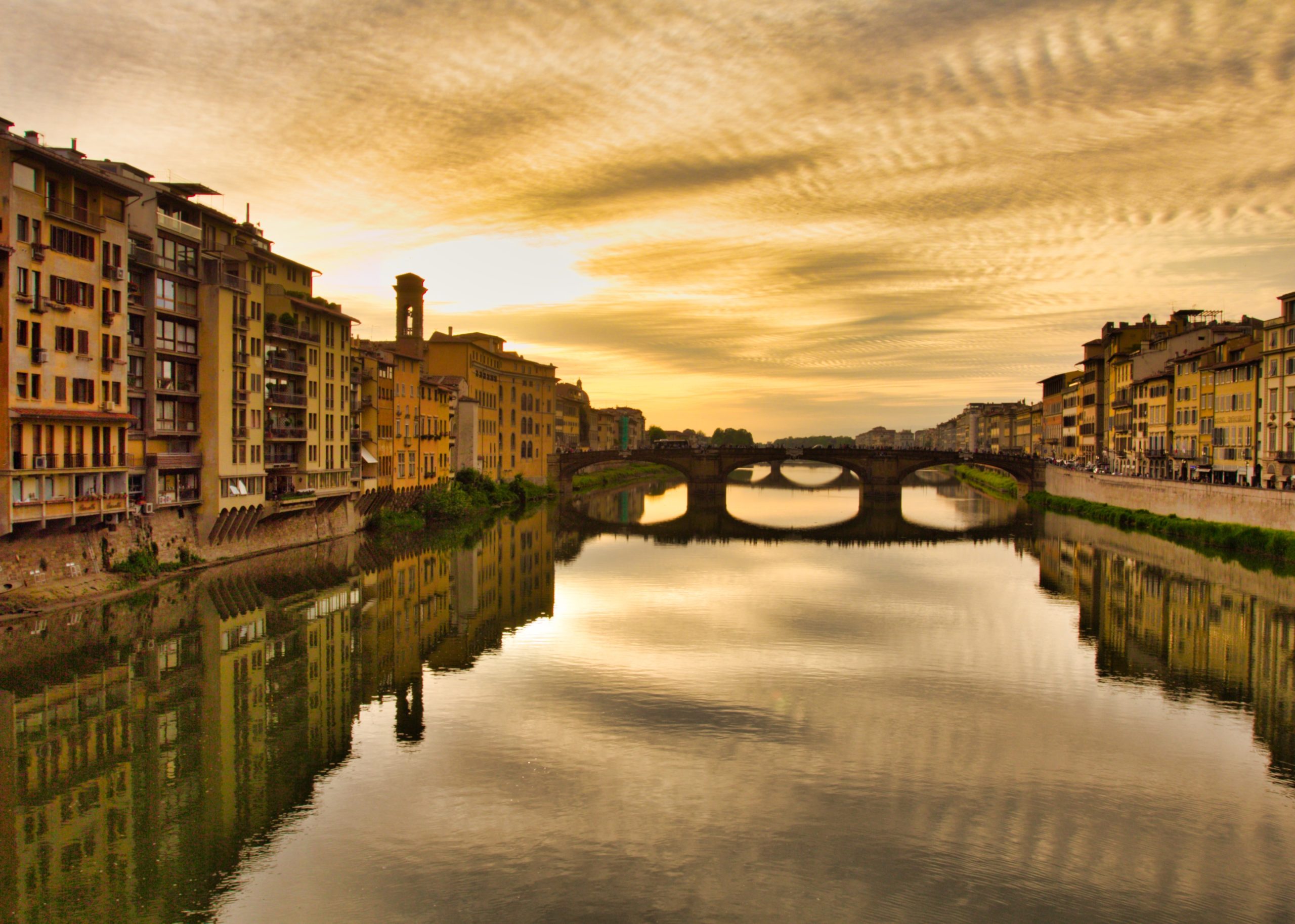 Sunset over the Arno river in Florence