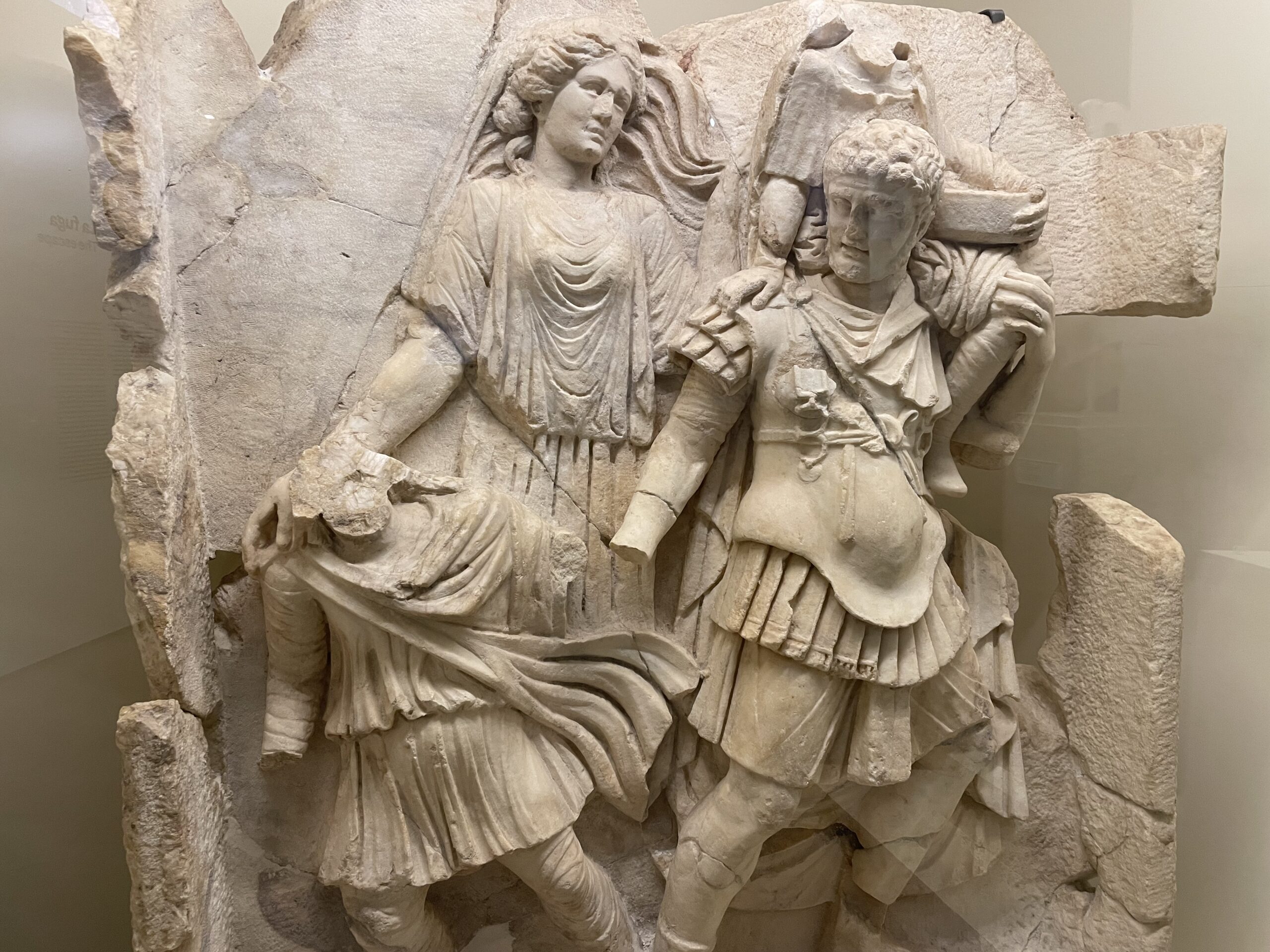 Relief with the flight of aeneas from Troy, Afrodisia, marble, credits Italy Now